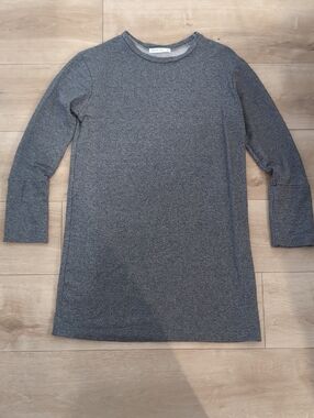 Gray Crewneck Long Sleeves Mini Dress